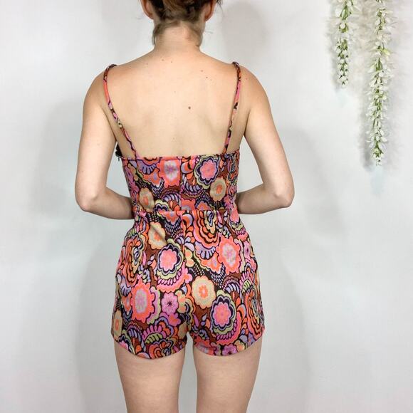 NWT ZARA 70s boho paisley romper Barbiecore floral v-neck y2k beach bunny 2662 - Picture 3 of 13